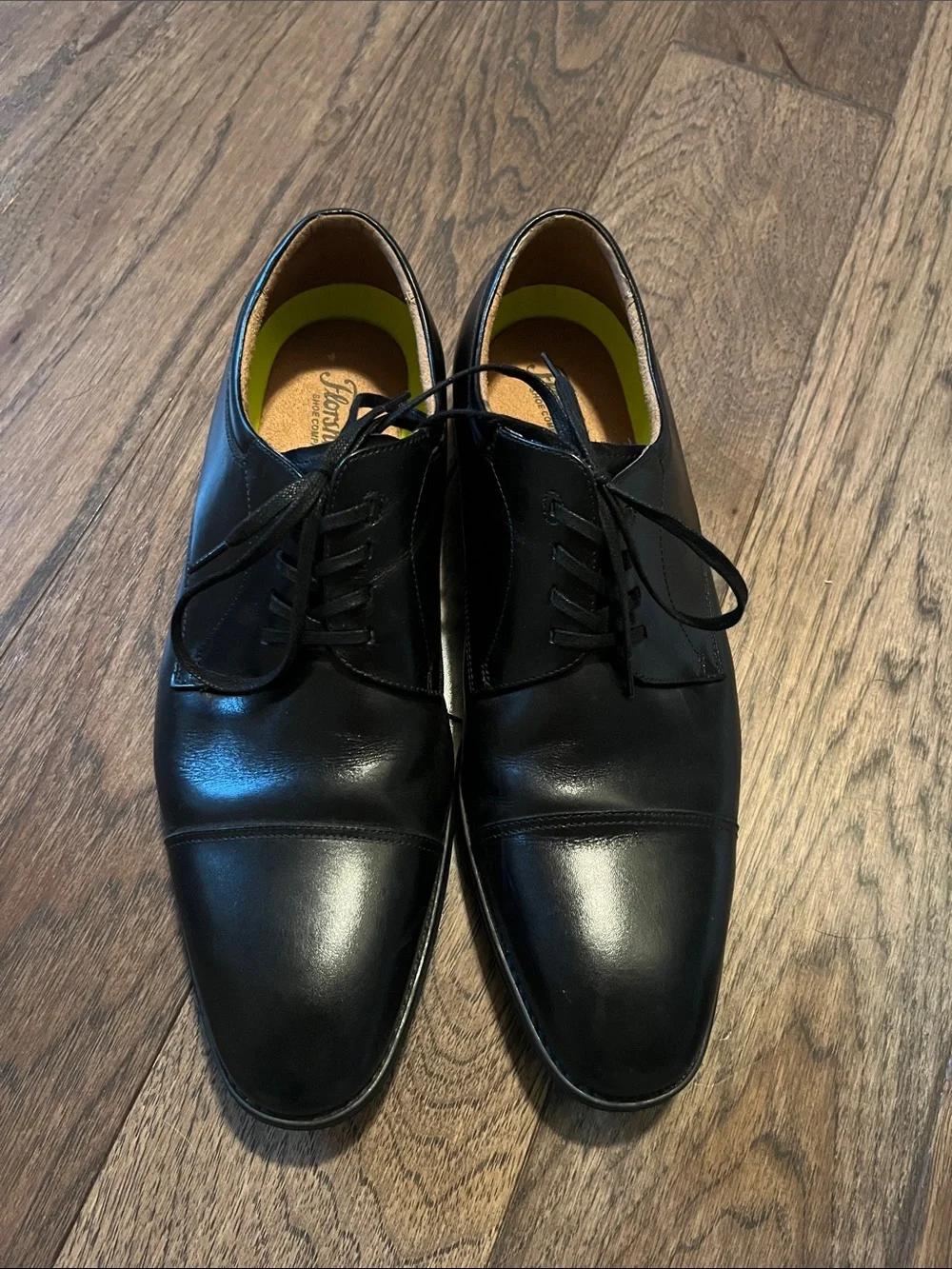 Florsheim Black Leather Cap-Toe Derby Shoes